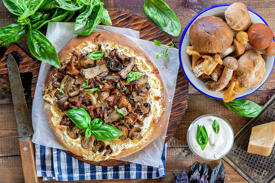 Mushroom Pizza With Sour Cream Photograph by Irina Meliukh