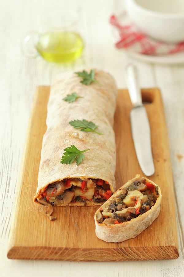 Mushroom Strudel With Peppers Photograph by Castilho, Rua