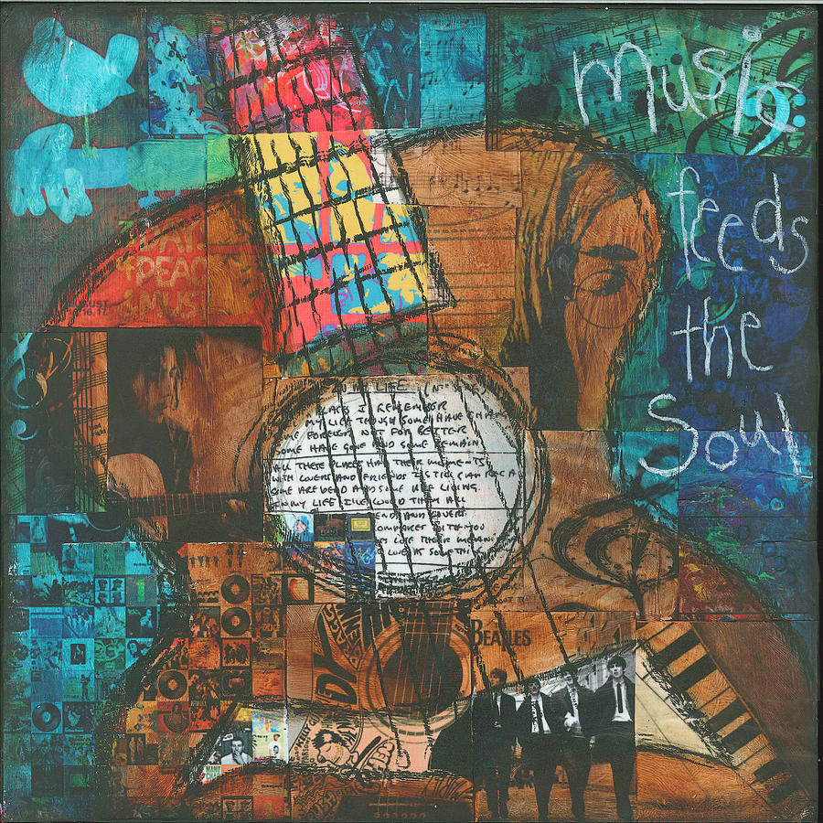 Music Painting - Music Feeds The Soul - Guitar by Jennifer Mccully