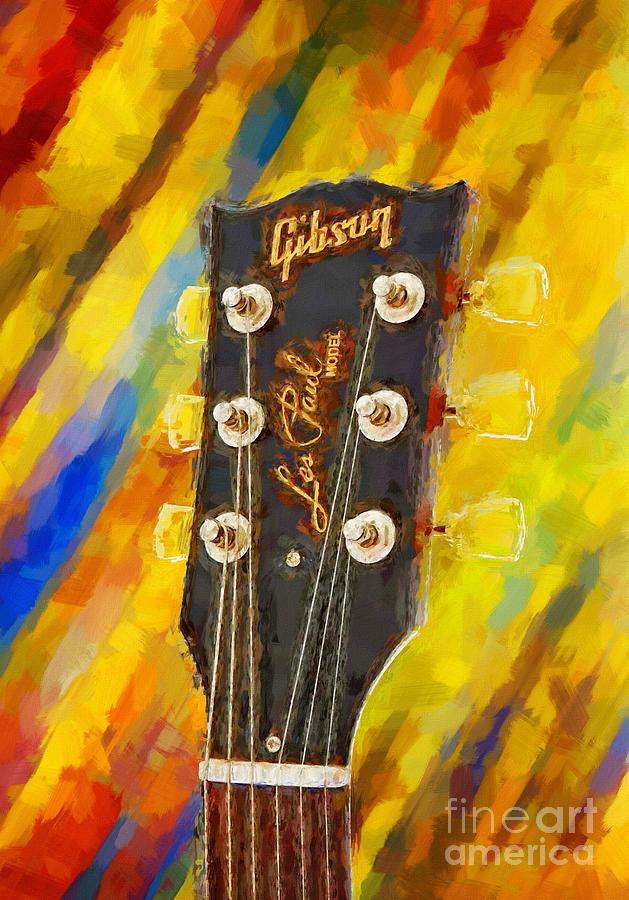 Music - Gibson Les Paul Painting by Stefano Senise