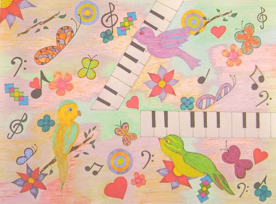 Music Tweets and Butterflies Mixed Media by SarahJo Hawes