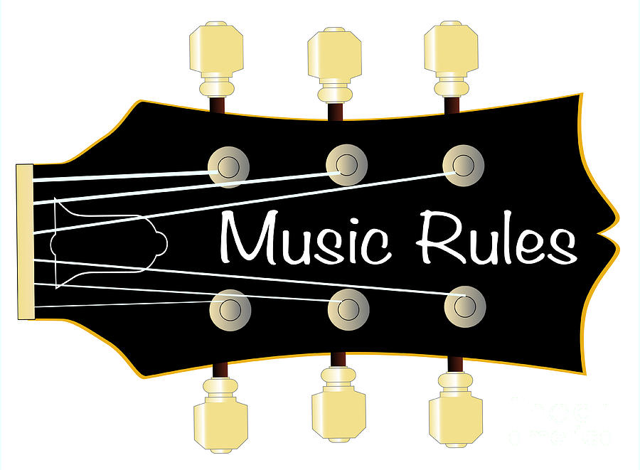 Music Rules Guitar Headstock Digital Art