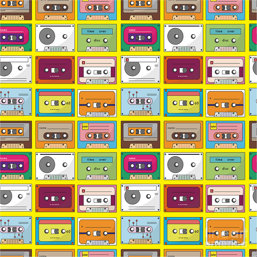 Play Digital Art - Music Tape Seamless Pattern by Notkoo Play Digital Art - Music Tape Seamless Pattern by Notkoo