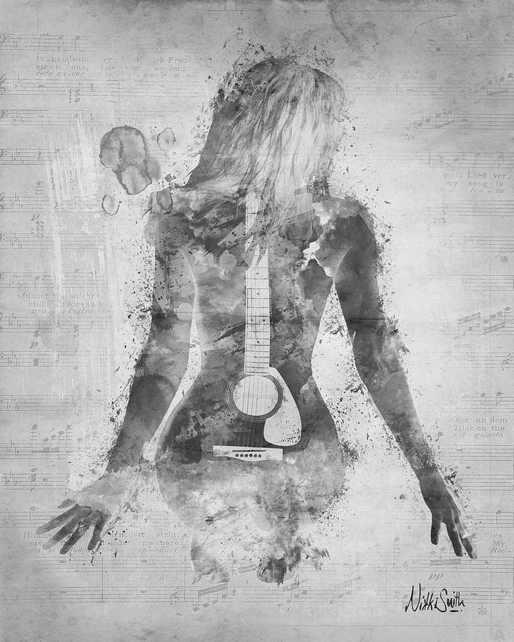 Music Was My First Love in Black and White Digital Art by Nikki Marie Smith