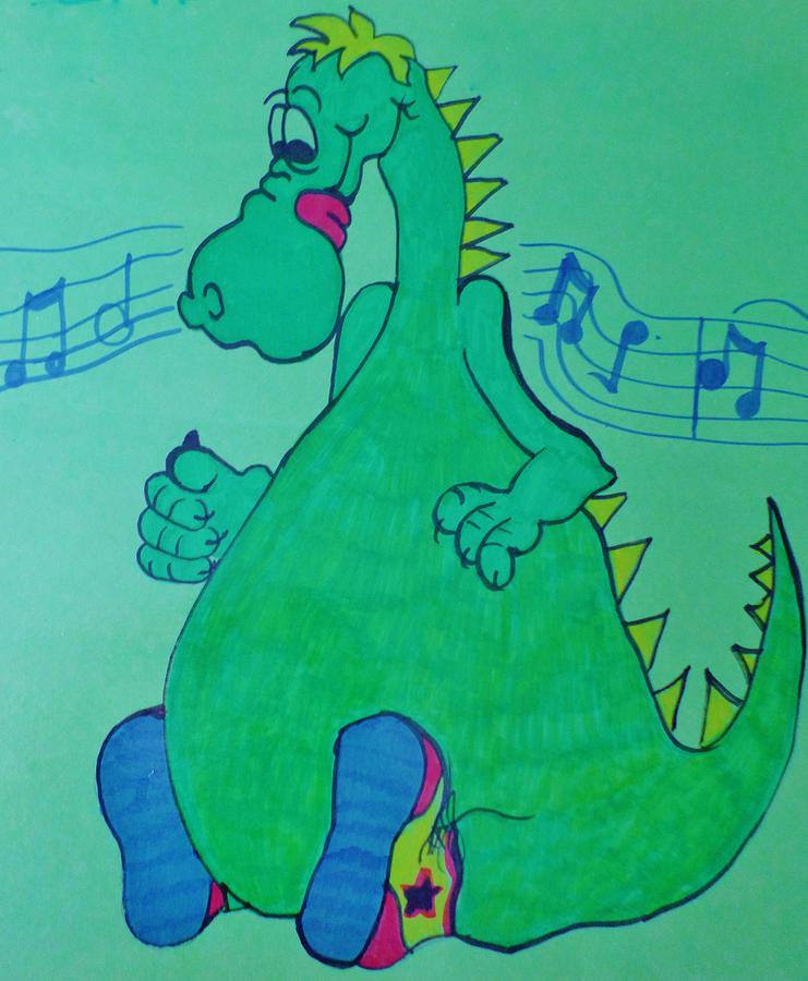Musical Dragon Drawing by Christy Saunders Church