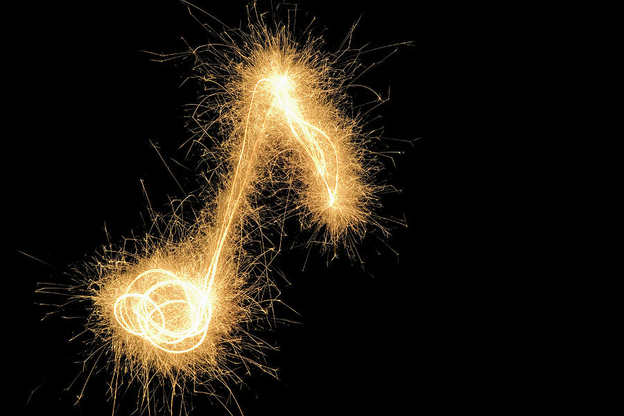 Musical Note Drawn With A Sparkler Photograph by Martin Diebel