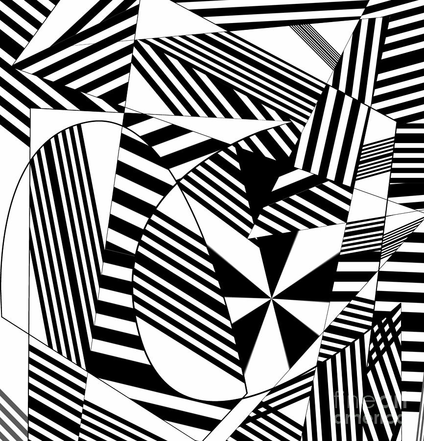 Black And White Digital Art - Musical score, 2019, gradient by Alex Caminker