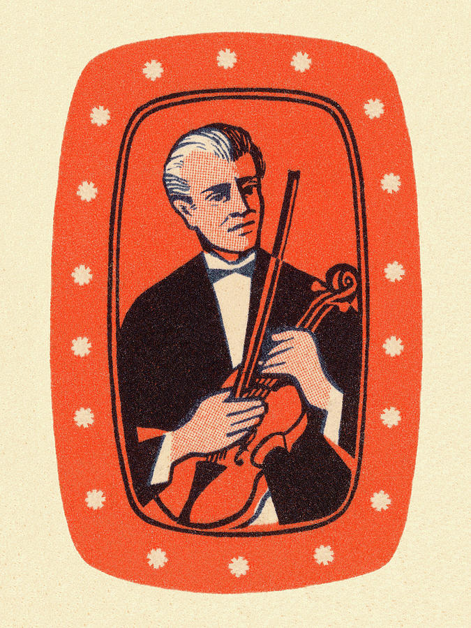 Music Drawing - Musician Holding Violin by CSA Images