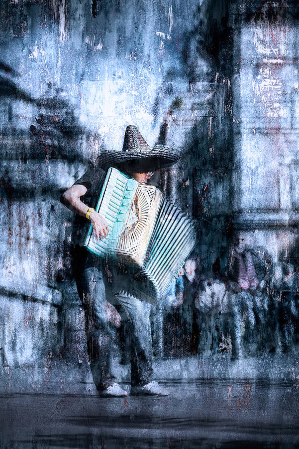 Creative Edit Photograph - Musician In The City by Nicodemo Quaglia