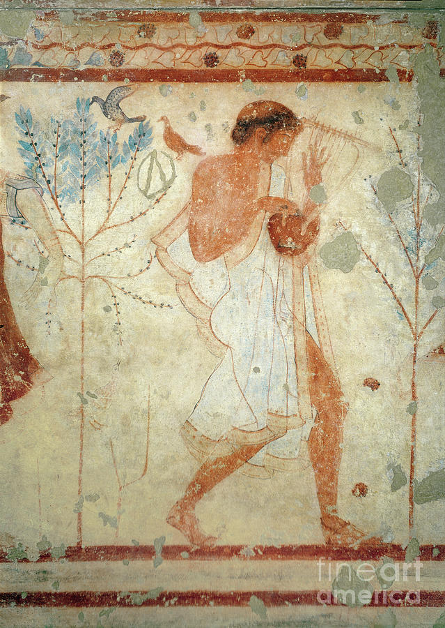 Tree Painting - Musician Playing The Zither Or The Lyre, From The Tomb Of The Triclinium, C.470 Bc by Etruscan