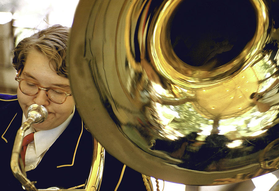 Music Photograph - Musician Playing Tuba by John Dominis