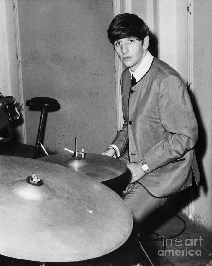 Musician Ringo Starr Playing Drums Photograph by Bettmann