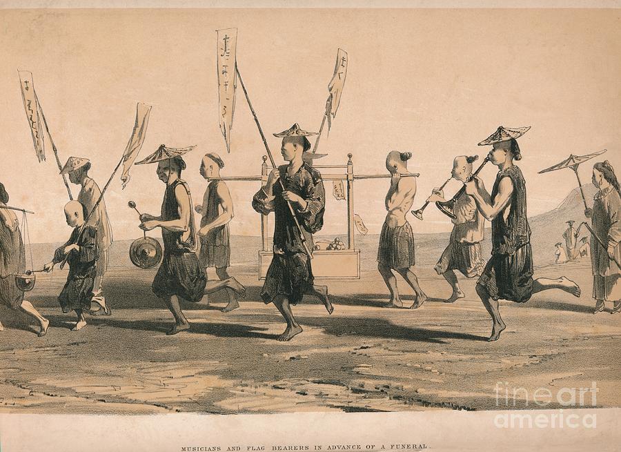Musicians And Flag Bearers In Advance Drawing by Print Collector