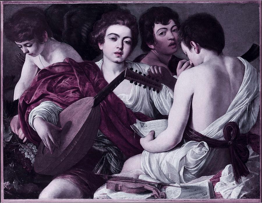 Girl Painting - Musicians By Caravaggio - Infrared Version by Celestial Images Girl Painting - Musicians By Caravaggio - Infrared Version by Celestial Images
