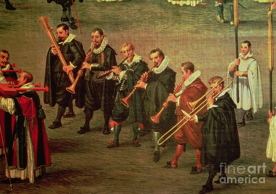 Music Painting - Musicians Taking Part In The Ommeganck In Brussels On 31st May 1615: Procession Of Notre Dame De Sablon by Denys Van Alsloot