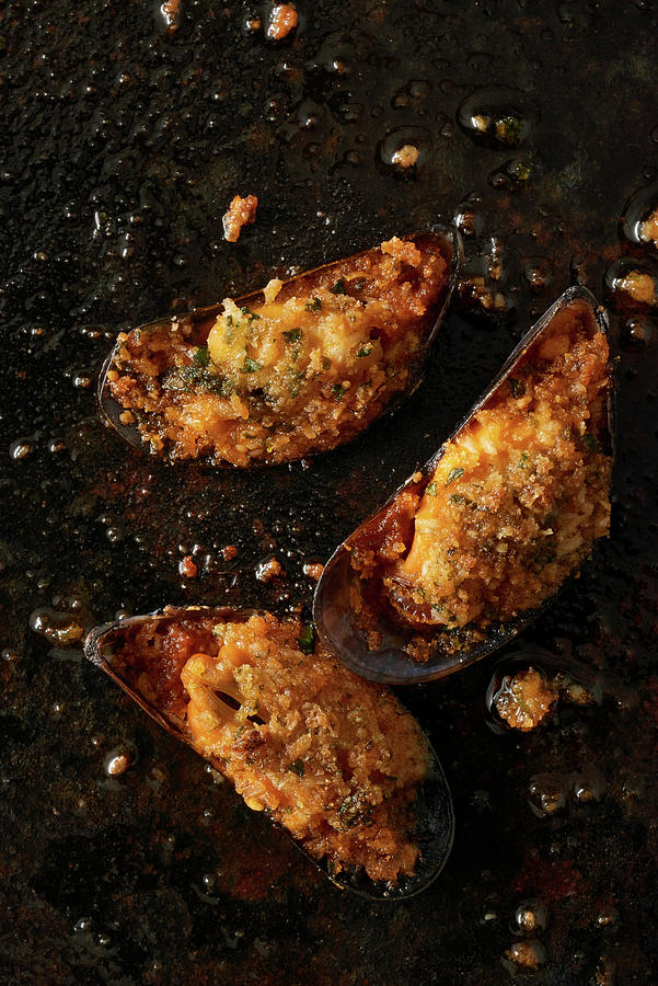 Mussels Au Gratin With Beetroot Photograph by Seefoodstudio