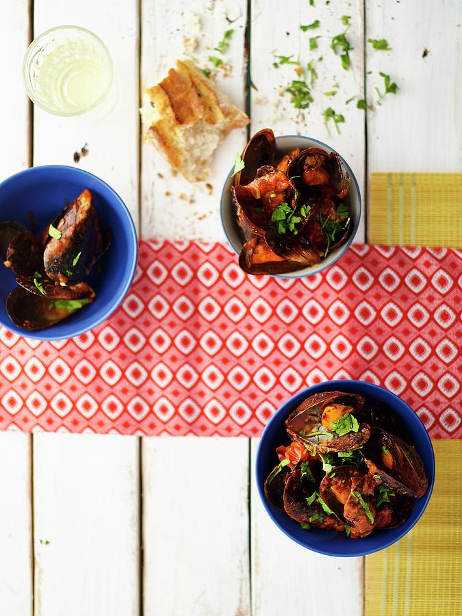Mussels In A Spicy Tomato Sauce Photograph by Great Stock!