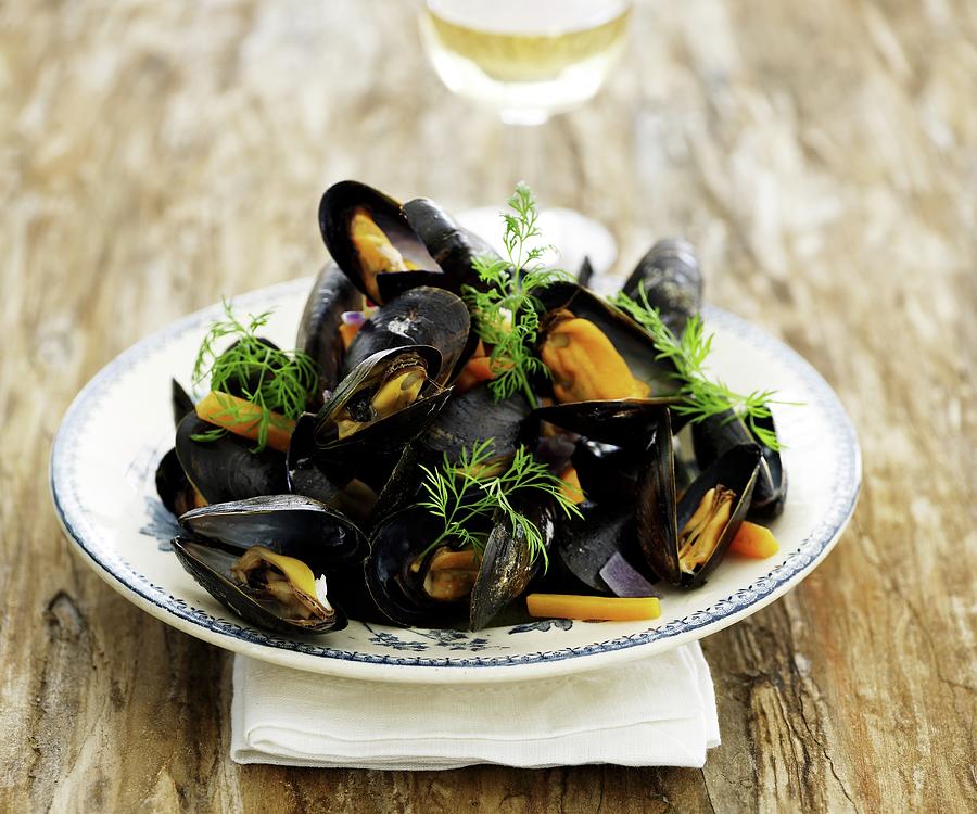 Mussels With Carrots And Dill Photograph by Mikkel Adsbl