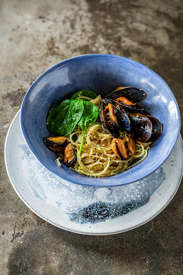 Mussels With Spaghetti Photograph by Hein Van Tonder