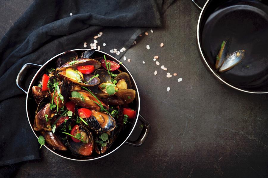 Mussels With Tomatoes Photograph by Galya Ivanova