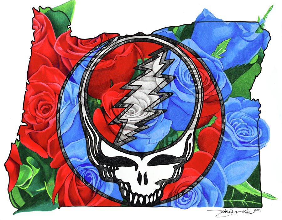 The Grateful Dead Drawing - Must Have Been The Oregon Roses by Joshua Morton