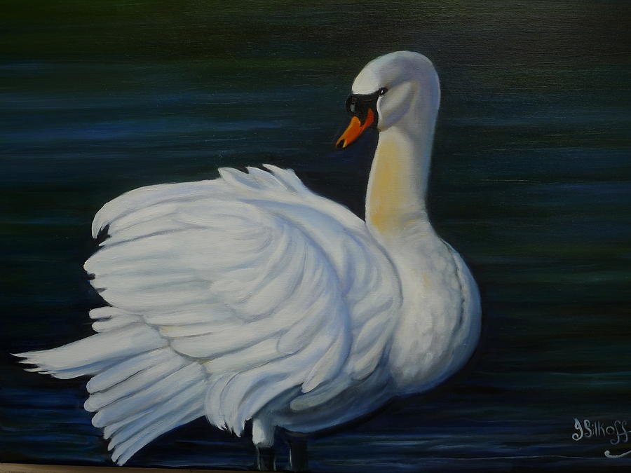 Wildlife Painting - Mute Swan by Janet Silkoff Wildlife Painting - Mute Swan by Janet Silkoff