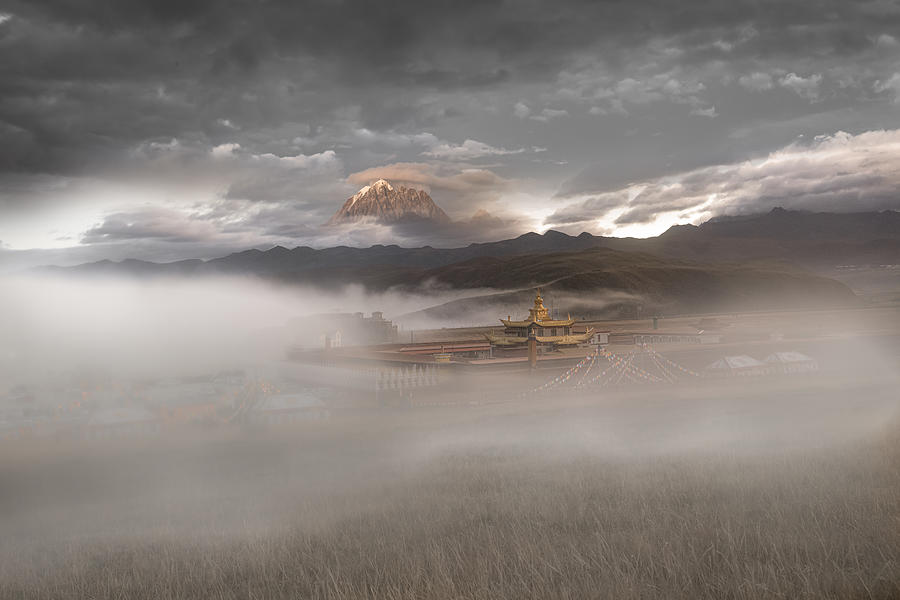 Mountain Photograph - Muya Pagoda And Yala Snow Mountain by Simoon
