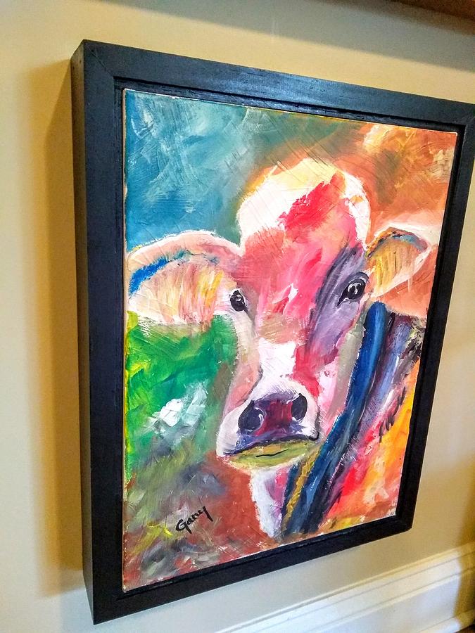 My Beautiful Cow Float Framed Painting by Gary Smith
