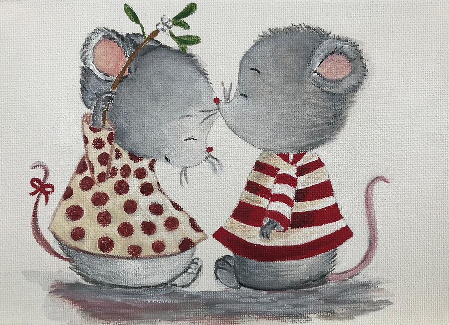 Christmas Painting - My Christmas Mice by Judy Jones
