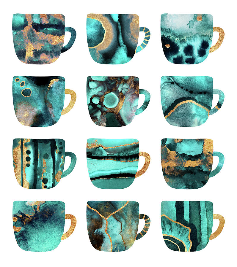 Coffee Digital Art - My Favorite Coffee Cups by Elisabeth Fredriksson