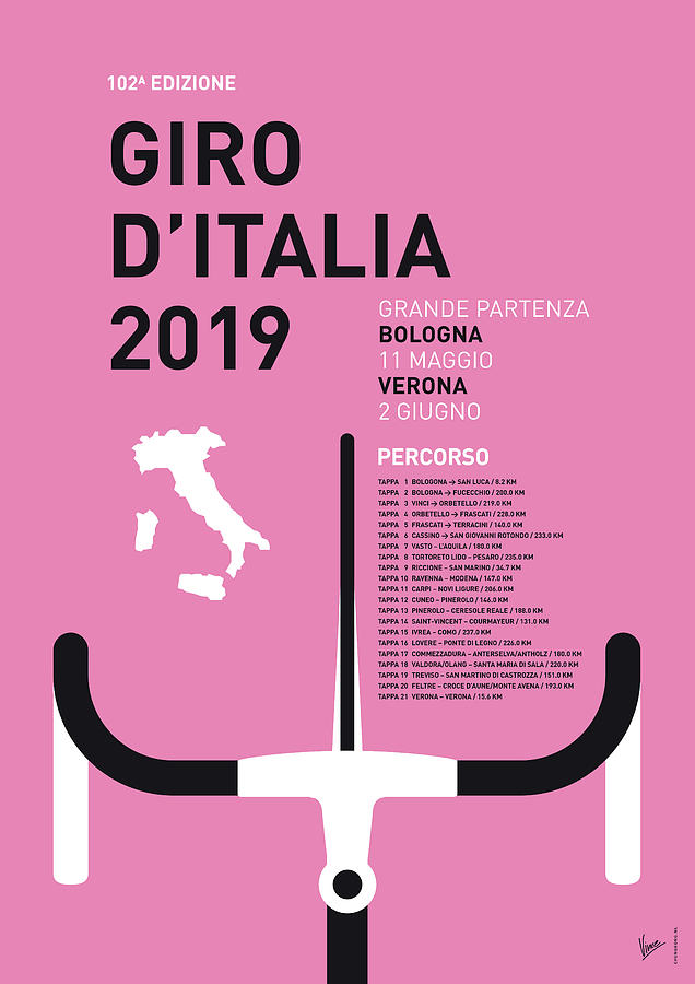 Paris Digital Art - My Giro Ditalia Minimal Poster 2019 by Chungkong Art
