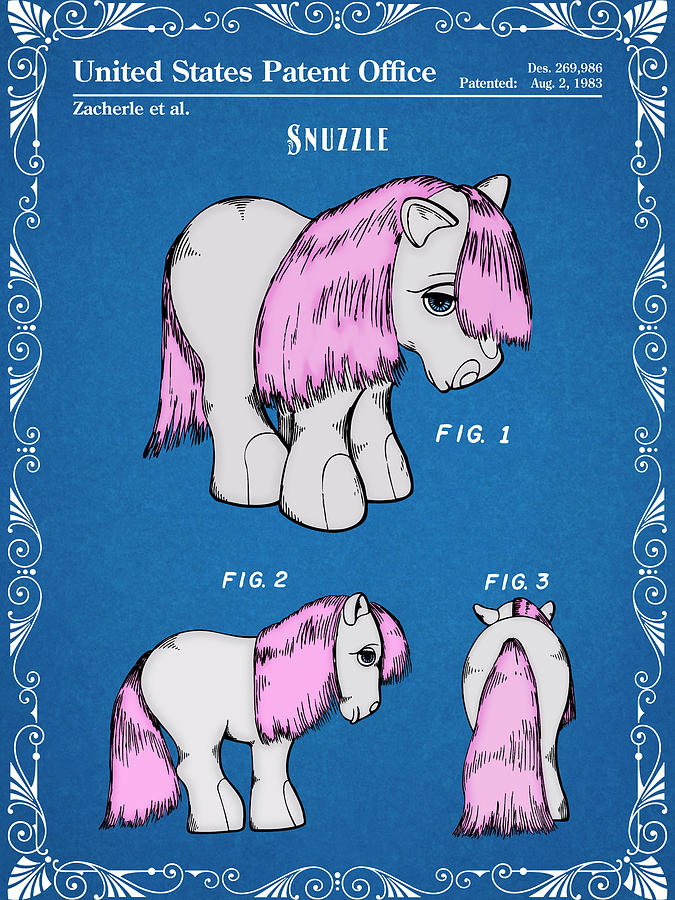 My Little Pony Snuzzle Blueprint Colorized Patent Print Drawing by Greg Edwards