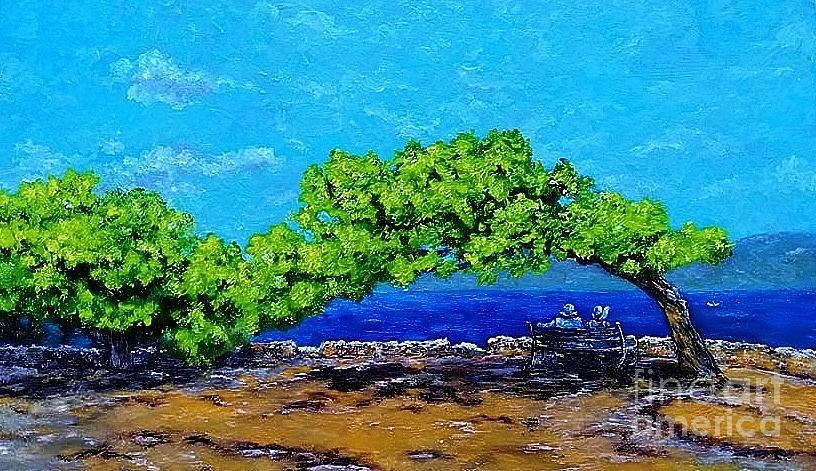 View from Hydra Island Greece Painting by Amalia Suruceanu