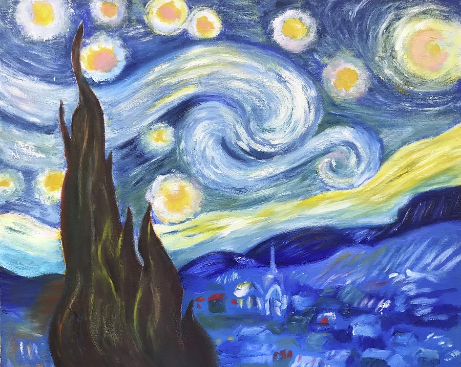 Stars Painting - A Starry Night by Nancy Pratt
