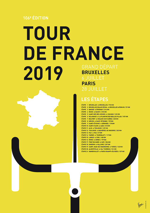 Paris Digital Art - My Tour De France Minimal Poster 2019 by Chungkong Art