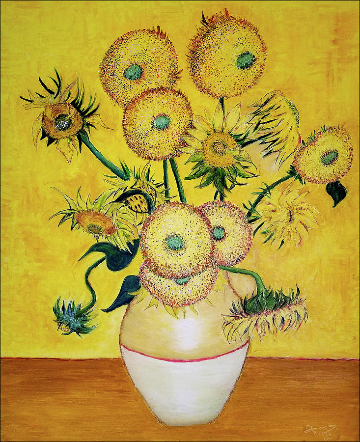 My Vincent - Still Life Vase With 15 Sunflowers Painting