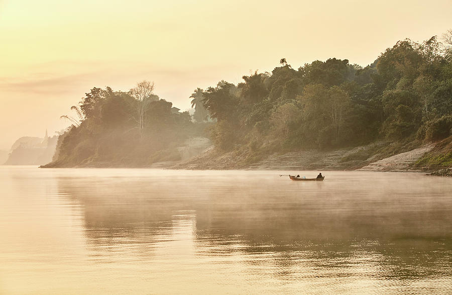 Myanmar, Ayeyarwady, Sunrise On The Ayeyarwady River (irrawaddy River) Near Bhamo Digital Art by Richard Taylor