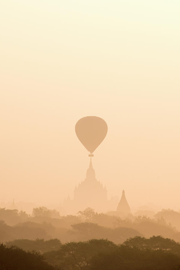 Myanmar, Bagan, Hot Air Balloon Digital Art by Jordan Banks