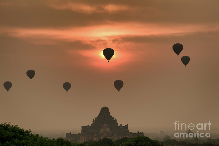 Myanmar Bolloon Air On Sunrise In Bagan Photograph by Sutiporn Somnam