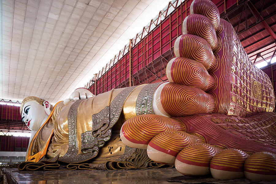 Myanmar, Reclining Buddha Digital Art by Gavin Gough