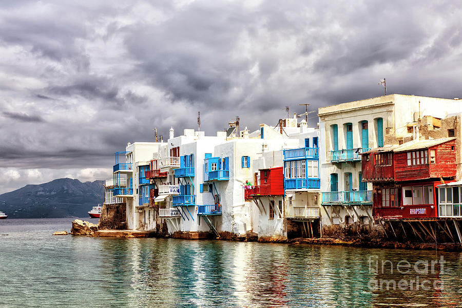 Mykonos Little Venice Days in Greece Photograph by John Rizzuto