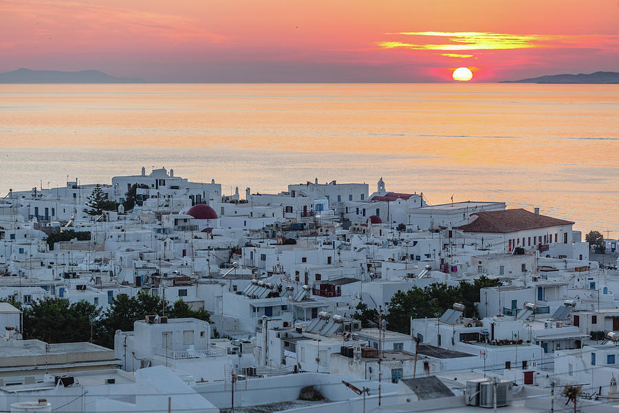 Mykonos Sunset, Greece Photograph by Deimagine
