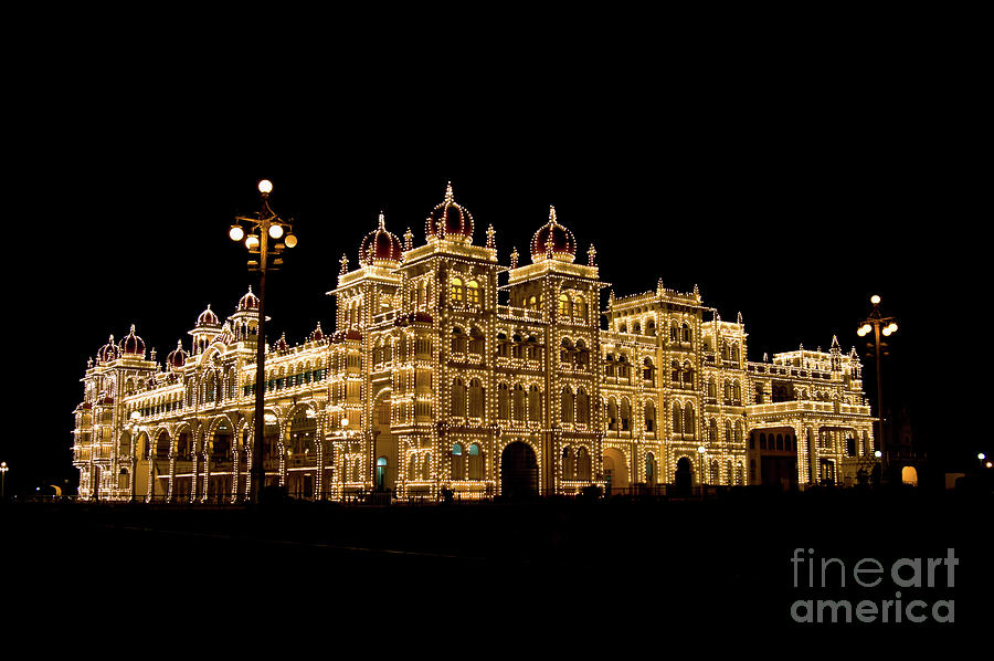 Architecture Photograph - Mysore Palace Light Up In Deepavali by Saurabh