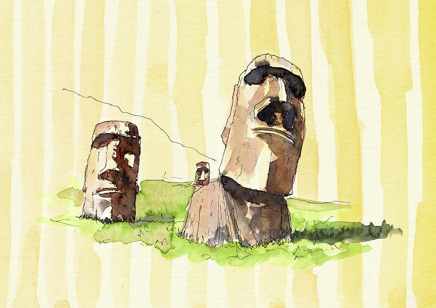 Moai Mixed Media - Mysteries Of The Moai I by Amanda Lakey Moai Mixed Media - Mysteries Of The Moai I by Amanda Lakey