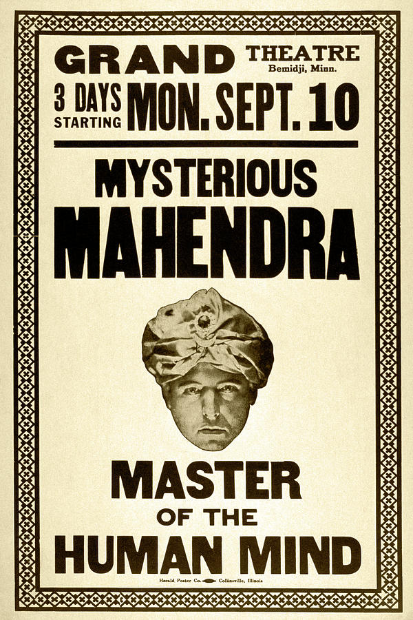 Mysterious Mahendra master of the human mind Painting by Herald Poster Co.