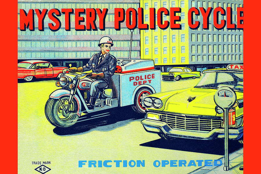 Mystery Police Cycle Painting by Unknown