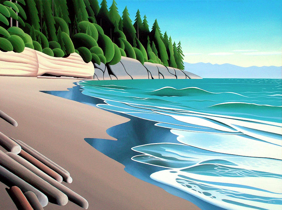 Driftwood Beach Painting - Mystic Beach Afternoon by Ron Parker