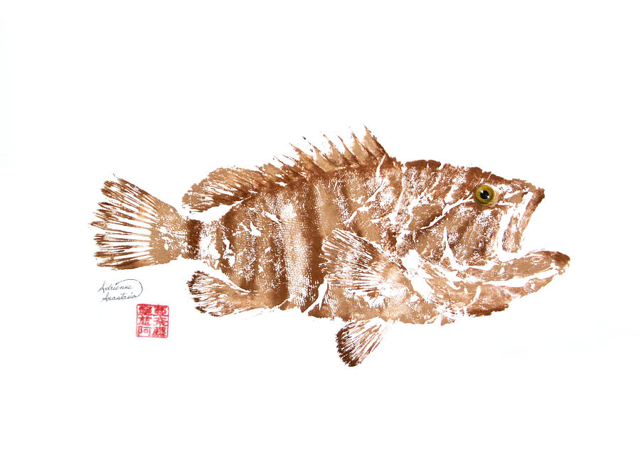 Mystic Grouper -  Brown Painting by Adrienne Dye