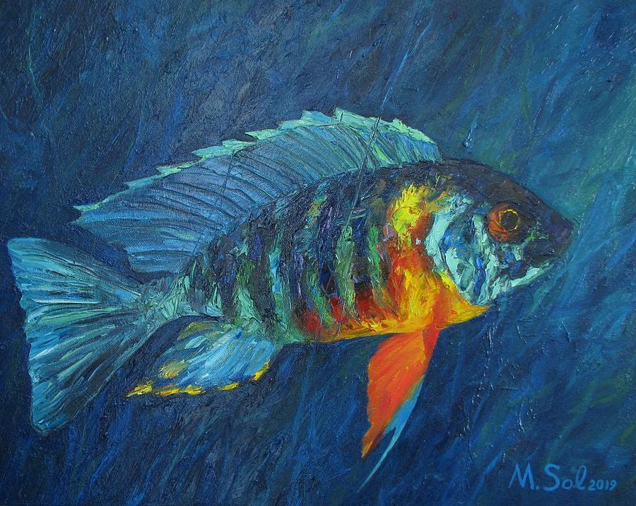 Mystical fish in the depths Painting by Michael Sol | Pixels