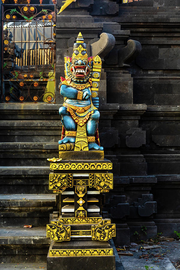 Mythical Creature in Blue, Temple Guardian, Bali Photograph by Aashish Vaidya